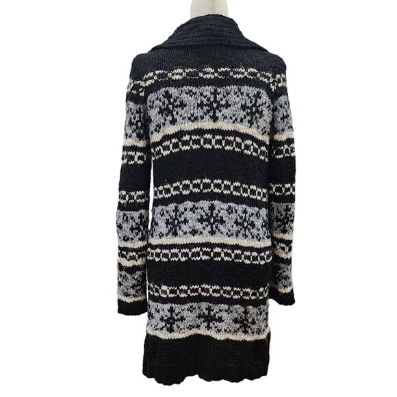 Cocogió Wool Alpaca Blend Knit Cardigan Sweater Size M Black White Made in Italy - Picture 4 of 12